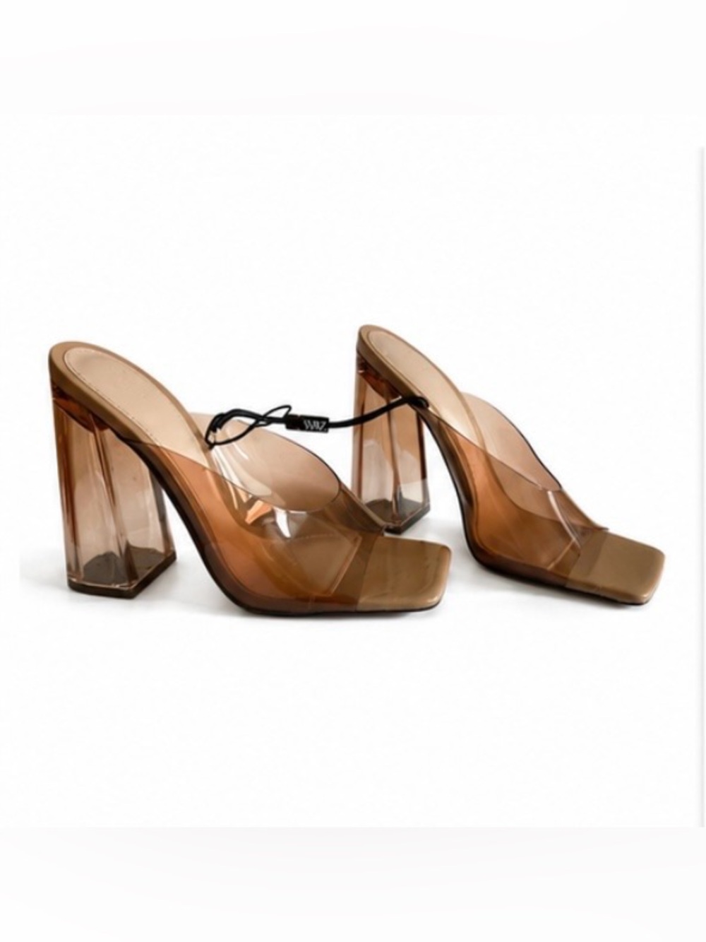 Zara Women's Vinyl  Tan Heeled Sandals New size 36 (6/6.5)